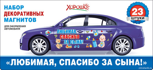 Набор декоративных магнитов 'Любимая, спасибо за сына!' в ново